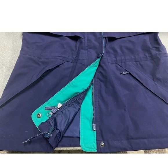 Eddie Bauer Womens Petite Small Gore-Tek Navy Teal Jacket Hooded Outdoor Y2K - Picture 3 of 10